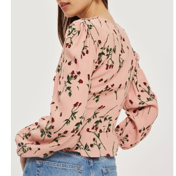 Topshop Tops - Topshop TALL rose bud long sleeve wrap top